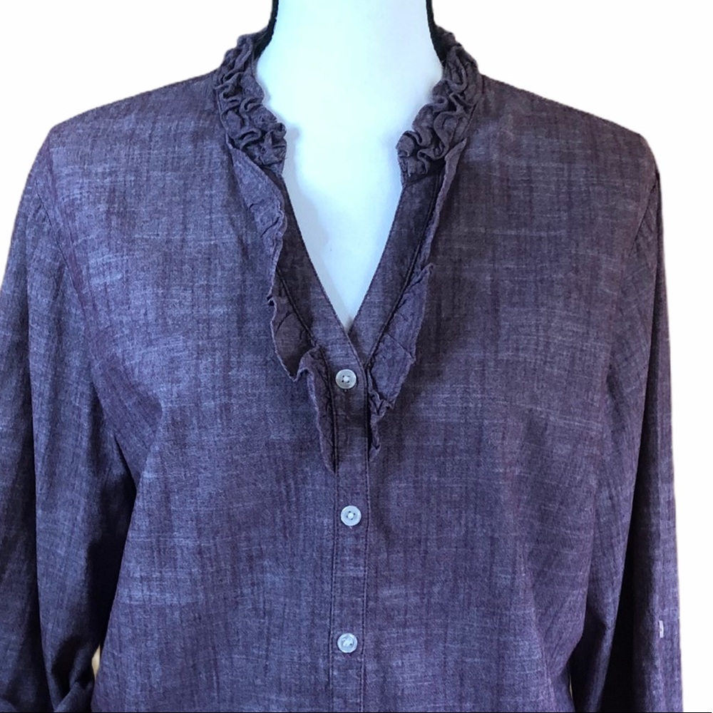 Merona Heather Purple shirt with ruffled neckline